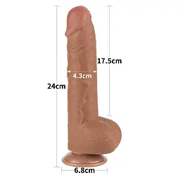 Фалоімітатор Lovetoy Sliding-Skin Dual Layer Dong 9.5'' 24 см (коричневий) - мініатюра 6