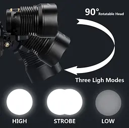 Ліхтар акумуляторний налобний WD RB-161 на голову потужний яскравий LED P90 ZOOM зум - мініатюра 2