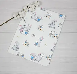 Пелюшка дитяча багаторазова a.l.babybox Зайчик з мамою непромокаюча 50х80 см Білий (23741812)