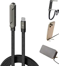 Кабель USB Type-C Type-C 240 W со складывающейся подставкой 2 м black - миниатюра 3