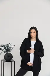 Сорочка вельветова для вагітних та годуючих мам Varna розмір S-М Lullababe Чорний - мініатюра 8