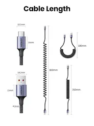 Кабель UGREEN US554 USB to Type-C PD QC 4.0/3.0 100W/6A for Huawei P60/ Mate 60 Pro and Xiaomi Supercharge 2M Space Gray - мініатюра 8
