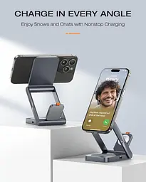Складана бездротова зарядна станція AGPTEK 3-в-1 для iPhone та AirPods - мініатюра 2