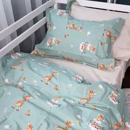 Простирадло MirSon Poplin Line Kids 02 Giraffe 150х220 см бежеве (2200009711817) - мініатюра 4