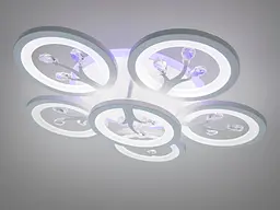 Стельовий LED-світильник «Біла орхідея» Diasha 8135/5+1WH — 95 Вт, диммер, пульт, 6 світлових кілець - мініатюра 3