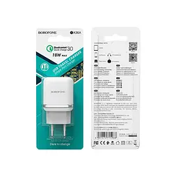 Мережевий зарядний пристрій Borofone BA36A High speed single port QC3. 0 charger set 18W білий - мініатюра 2