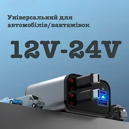 Автомобільний зарядний пристрій UFT CC14-TT з надшвидкою зарядкою 4 в 1 60 Вт 2xType-C Чорний (UFTCC14-TT)
 - мініатюра 4