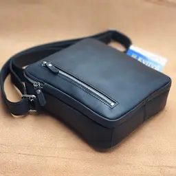 Чоловіча шкіряна сумка через плече GS 22*20*7 см чорна (БМ 001 черн) 200 - мініатюра 3