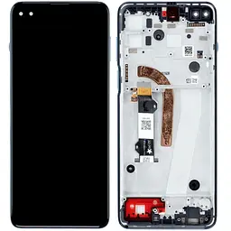 Дисплей Motorola XT2125 Moto G100 чорний, оригінал PRC, із рамкою синього кольору, Iridescent Ocean