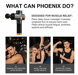 Ударний масажер тригерних точок Phoenix A2 6 насадок 3 швидкості Пістолет масажний - мініатюра 5