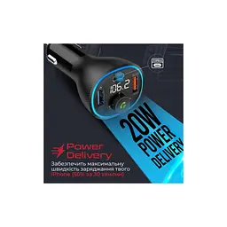 FM модулятор Promate PowerTune 38w USB-A OTG/USB-A QC3.0/USB-C PD Black (powertune-38w.black) - мініатюра 6