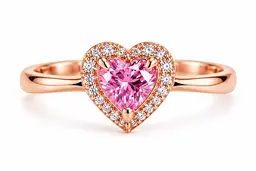 Жіноча золота каблучка Jewellery Continent "Рожеве серце" з фіанітами 21 (К-0923)
