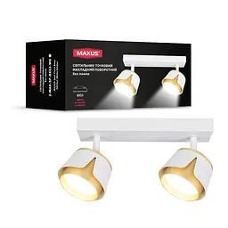 Світильник точковий накладний поворотний без лампи Maxus Spot Flora Base GX53x2 White Golden