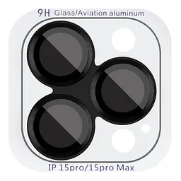 Захисне скло Metal Classic на камеру (у упак.) для Apple iPhone 15 Pro (6.1) / 15 Pro Max (6.7) Чорний / Midnight
