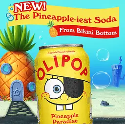 Газований напій Olipop Prebiotic Soda Spongebob Pineapple Paradise 355 мл - мініатюра 2