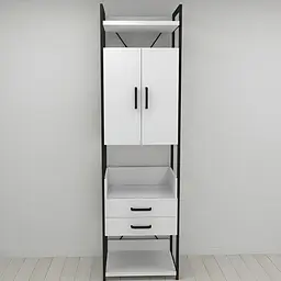 Шафа Гардероб Уні секція 5 серії Конект Ferrum-decor 220x60x50см Чорний метал ДСП Білий 32 мм (FRD-104511)