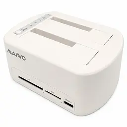 Док-станція клонувальник Maiwo для двох SSD/HDD 2.5/3.5" SATA USB 3.0 + SD/CF (K3082CR 6439) Біла - мініатюра 3