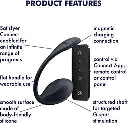 Смарт-віброяйце Satisfyer Ribbed Petal Connect App Black, керування зі смартфона, пульт ДК - мініатюра 6