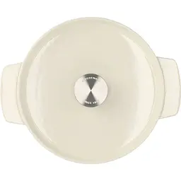 Каструля KitchenAid Cast Iron чавунна з кришкою 22 см 3.3 л мигдальний крем (CC006056-001) - мініатюра 3