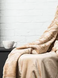 Плед Ecotton 200х220 см з мікрофібри Well Soft бежевий (Beige) (23159) - мініатюра 2