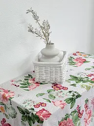 Скатертина Ecotton 150х240 см бавовняна з рогожки рожева 29033/2 Літній букет (23554) - мініатюра 2