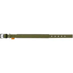 Нашийник для собак Dog Extreme з нейлону подвійний зі світловідбиваючою вставкою ширина 20 мм довжина 30-40 см хакі - мініатюра 3
