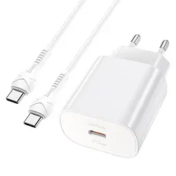 МЗП Hoco N22 Jetta PD25W (1USB-C) + кабель Type-C to Type-C Білий - мініатюра 4