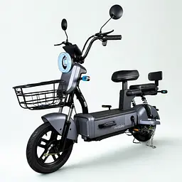 Електровелосипед EVOBIKE Nova S 500W 48V 12Ah з 2 сидіннями, корзиною та поворотниками, простий і надійний, для міста і села, графітові-сірого кольору - мініатюра 2