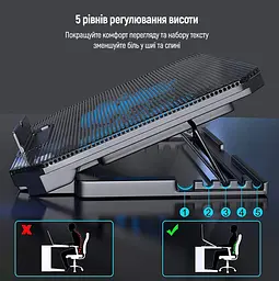 Охолоджувальна підставка для ноутбука 15.6 дюйма ColorWay Cooling Game CL-Q100 2xfans - мініатюра 7