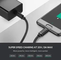 Кабель Ugreen US286 Type-C - Type-C 3A Cable 2 м Black (10306) - мініатюра 4