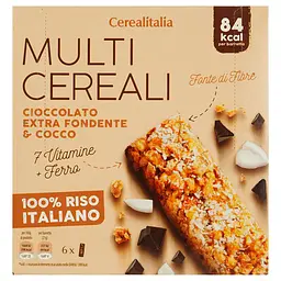Набір батончики Cerealitalia Day By Day Екстра чорний шоколад і кокос з вітамінами та мінералами мультизерновий 126 г (6 шт. х 21 г) - мініатюра 2