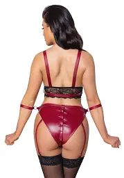 Комплект Cottelli Collection Bra Set Bondage S червоний - мініатюра 3