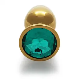 Металева анальна пробка Round Gem, розмір М колір: золотистий/смарагдовий Ouch! (Нідерланди) Ouch! OU533692 103118 - мініатюра 4