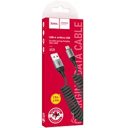 Дата кабель Hoco X121 Nuevo USB to MicroUSB 2.4A 1.5 м Black - мініатюра 2