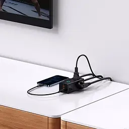 Мережевий фільтр-подовжувач Baseus PowerCombo Digital PowerStrip (3 з розетки 1 х USB 2 х Type-C) 1.5 м - мініатюра 6