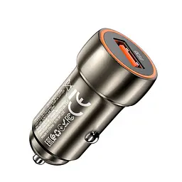Автомобільне зарядне пристрій HOCO Z46 синій shield single port QC3.0 18W металево-сірий - мініатюра 2