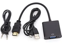 Перехідник HDMI M VGA F (з аудіо інтерфейсом), кабель 20см. OEM