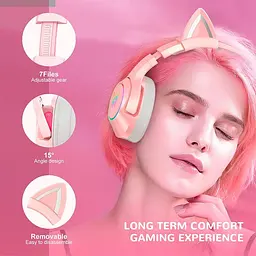Навушники Onikuma Gaming CAT with LED K9 рожеві штекер 3.5 мм - мініатюра 7