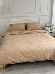 Постільна білизна сімейна Dushka Home Варена бавовна преміум 21703 160х215х2 см карамельна - мініатюра 2