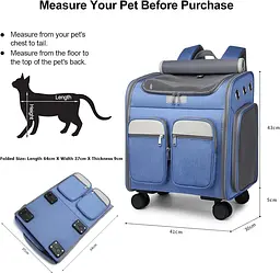 Візок-рюкзак для переноски собак і котів Voyager Pet LVGB2010 з телескопічною ручкою і 4-ма колесами - мініатюра 4