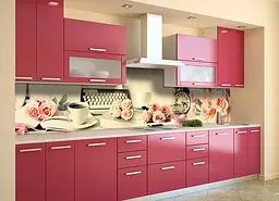 Кухонний фартух Ранок у Парижі наклейка ПВХ троянди вінтаж ретро кави Рожевий 60х250 см Happy Pocket Z180480