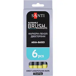 Маркер акварельний Santi Brush Marker SWB-25 світло-зелений двосторонній 6 шт. (391081) - мініатюра 4