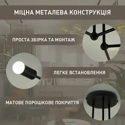Люстра BELFAST R 740x190 мм Чорна на 6 ламп E27 ESLLSE - мініатюра 5
