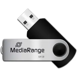 USB флеш накопичувач Mediarange 64GB Black/Silver USB 2.0 (MR912) - мініатюра 2
