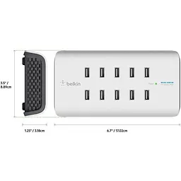 Станция для зарядки Belkin Charger RockStar 10 PORT USB-A 2.4 Amp, 120W - мініатюра 3