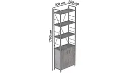 Етажерка 4/60 Ferrum-decor Серії Конект з тумбою 179x60x28 Сірий ДСП Бетон (FRD-102483) - мініатюра 4