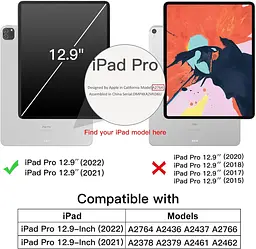 Чохол JETech для iPad Pro 12,9-дюймовий 2022/2021 (6-го/5-го покоління), м'який прозорий тонкий протиударний чохол для планшета TP - мініатюра 5