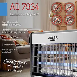 Лампа знищувач мух та комарів ADLER AD 7934 - мініатюра 2