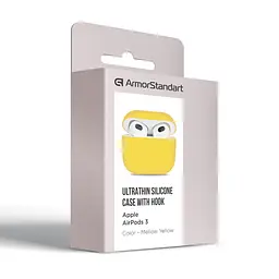 Силіконовий чохол для навушників Apple AirPods 3, Ultrathin Silicone Case, жовтий, захисний чохол, ультратонкий і легкий, захист від подряпин і пилу, м"який силікон, ArmorStandart (ARM60300) - мініатюра 3