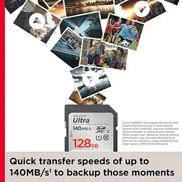 Карта пам'яті Sandisk 128GB SD C10 UHS-I R140MB/s Ultra (SDSDUNB-128G-GN6IN) - мініатюра 2
